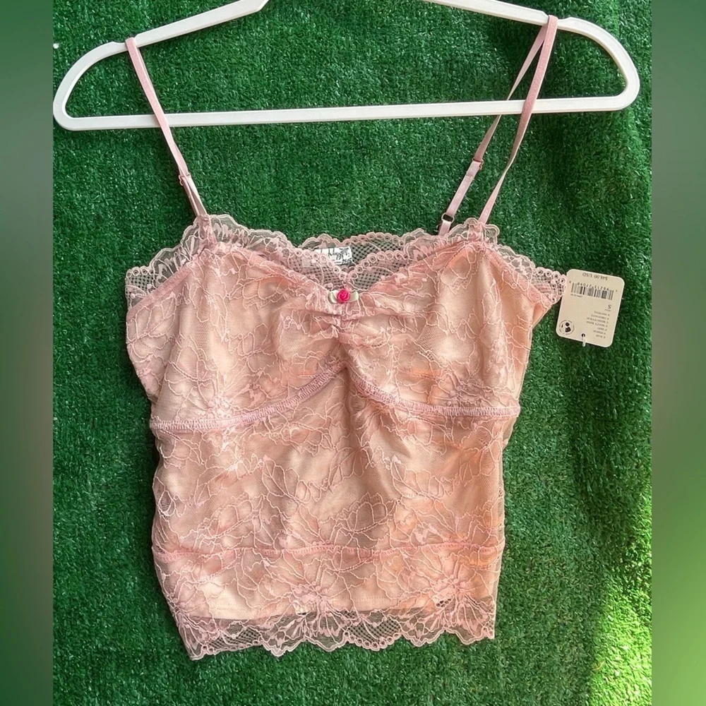 NWT Free People Lacey Essential Cami in Misty Rose Size XS & S w/ Rosette